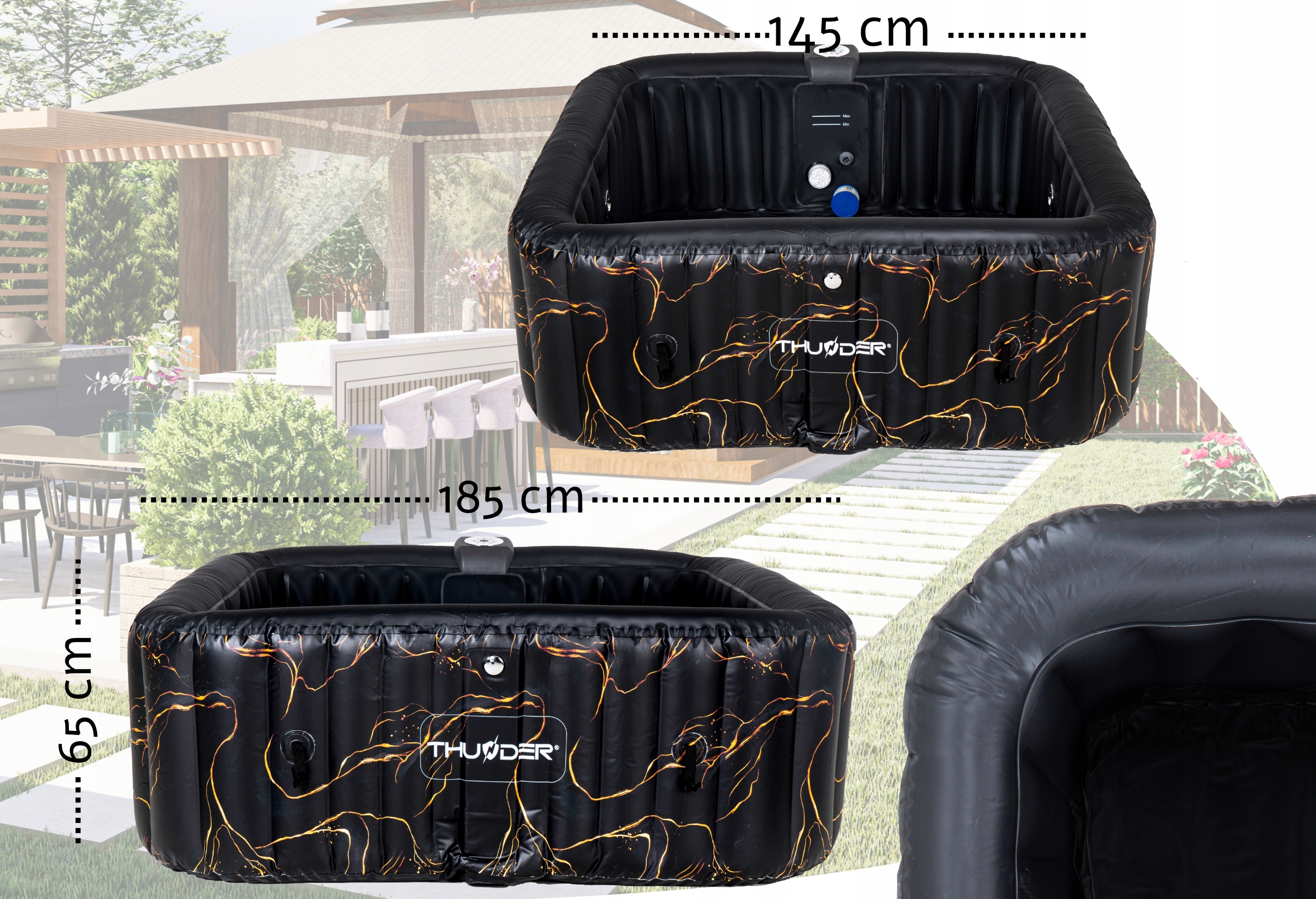 Dmuchane SPA 6 osób do ogrodu basen z hydromasażem światełka LED wifi Producent Thunder