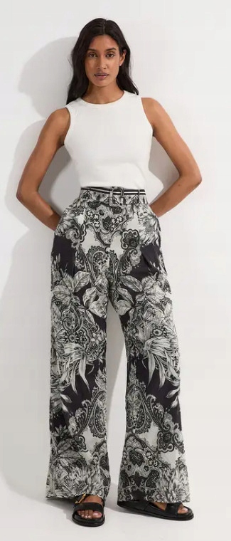 Černobílé Bavlněné Kalhoty Karen Millen M