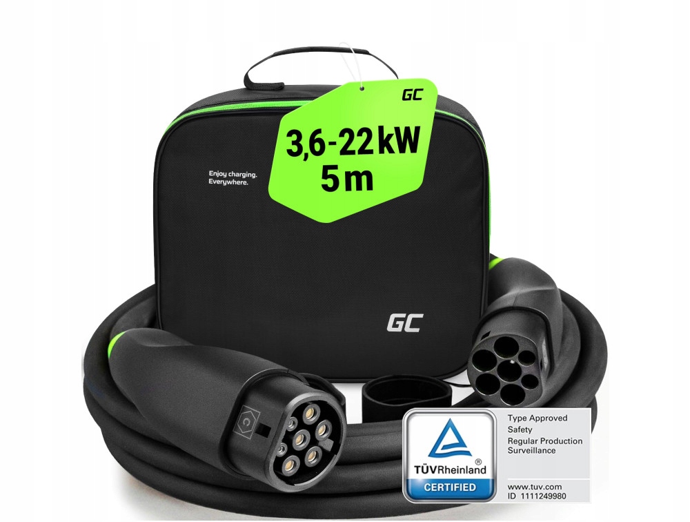 Nabíjací kábel pre automobily Ev GreenCell Snap Typ 2 Css 22 kW 5 m Sada puzdier