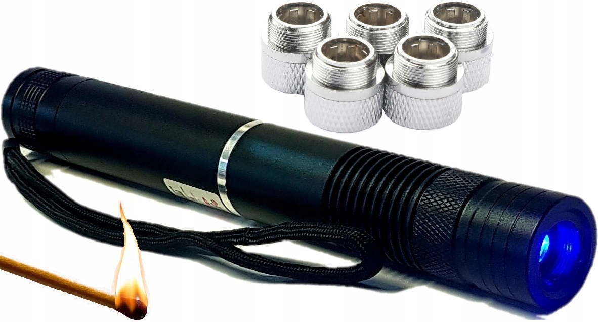 Mocny Laser Niebieski Wypala Dziury Wskaźnik Laserowy 5W Głowice Disco