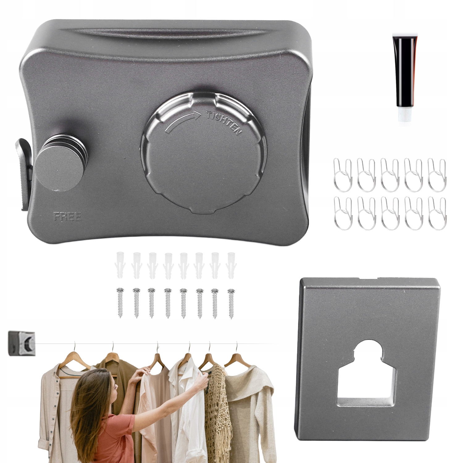 Levně Sušák Na Prádlo Lanko 304 Ocel 20 Kg Bez Vrtání