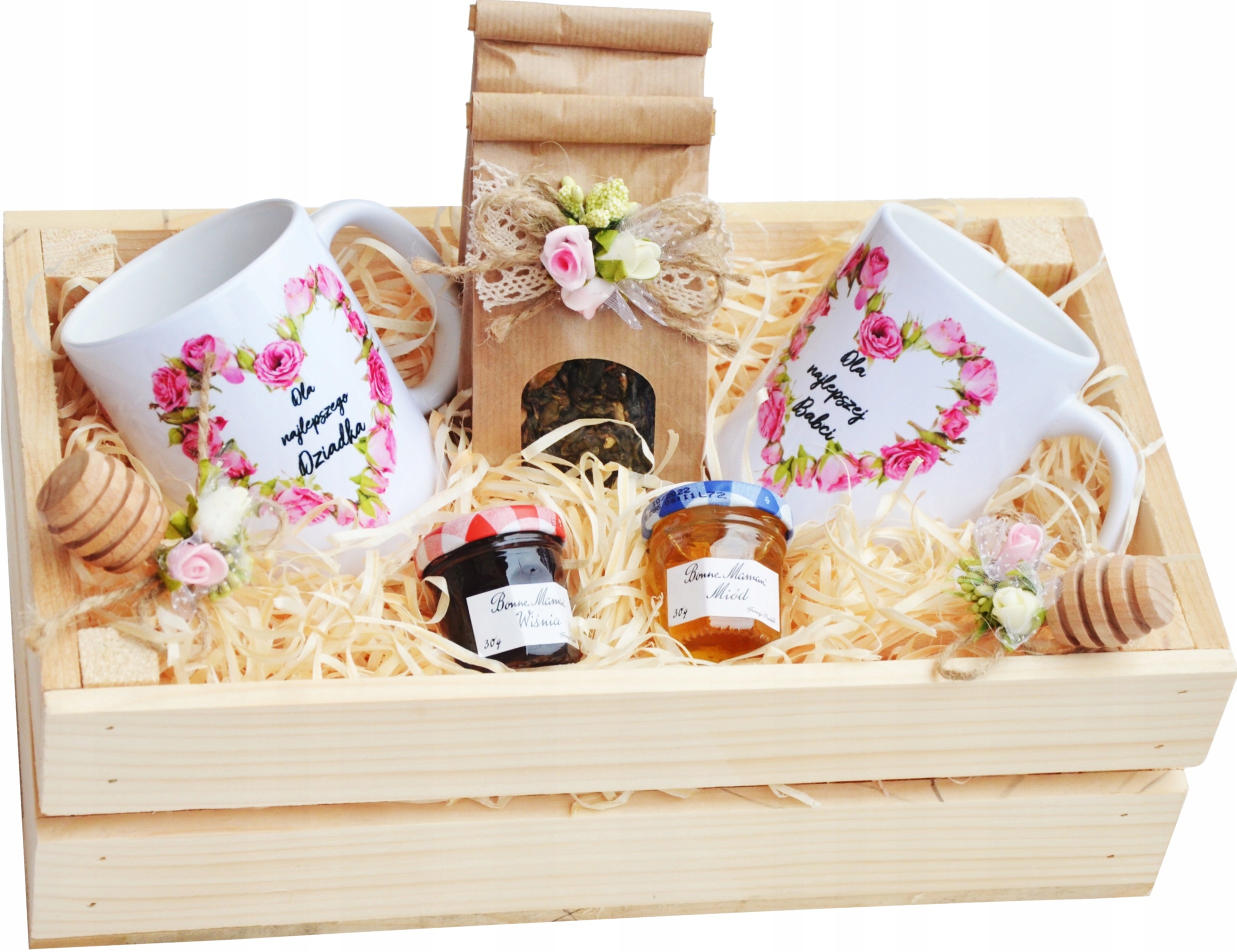 Duży dla Babci Dziadka na Dzień Babci Kubki Herbata Miód