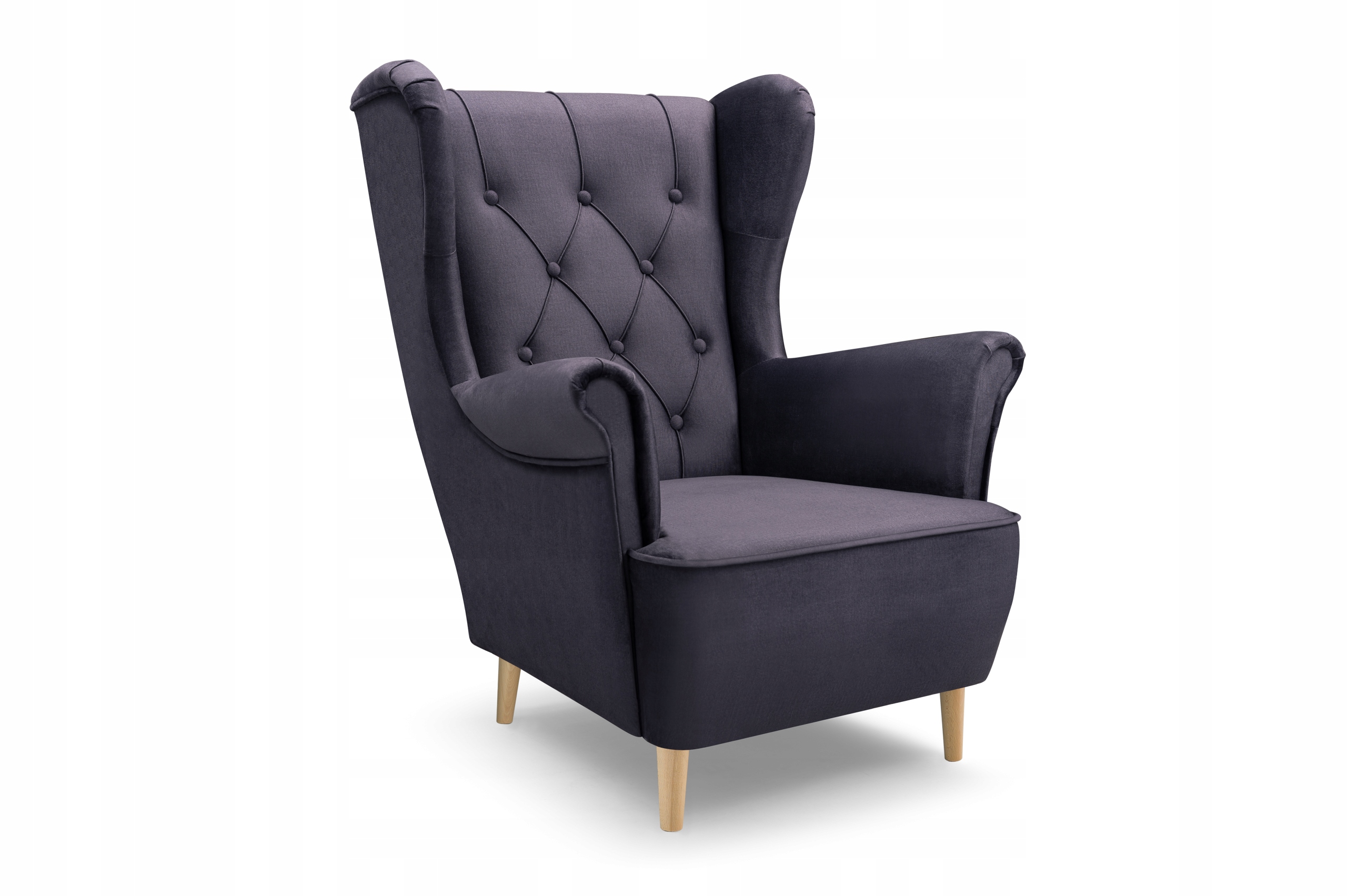 Křeslo Uszak Tiber do obývacího pokoje Pohodlné Čalouněné Glamour Velur Šedá