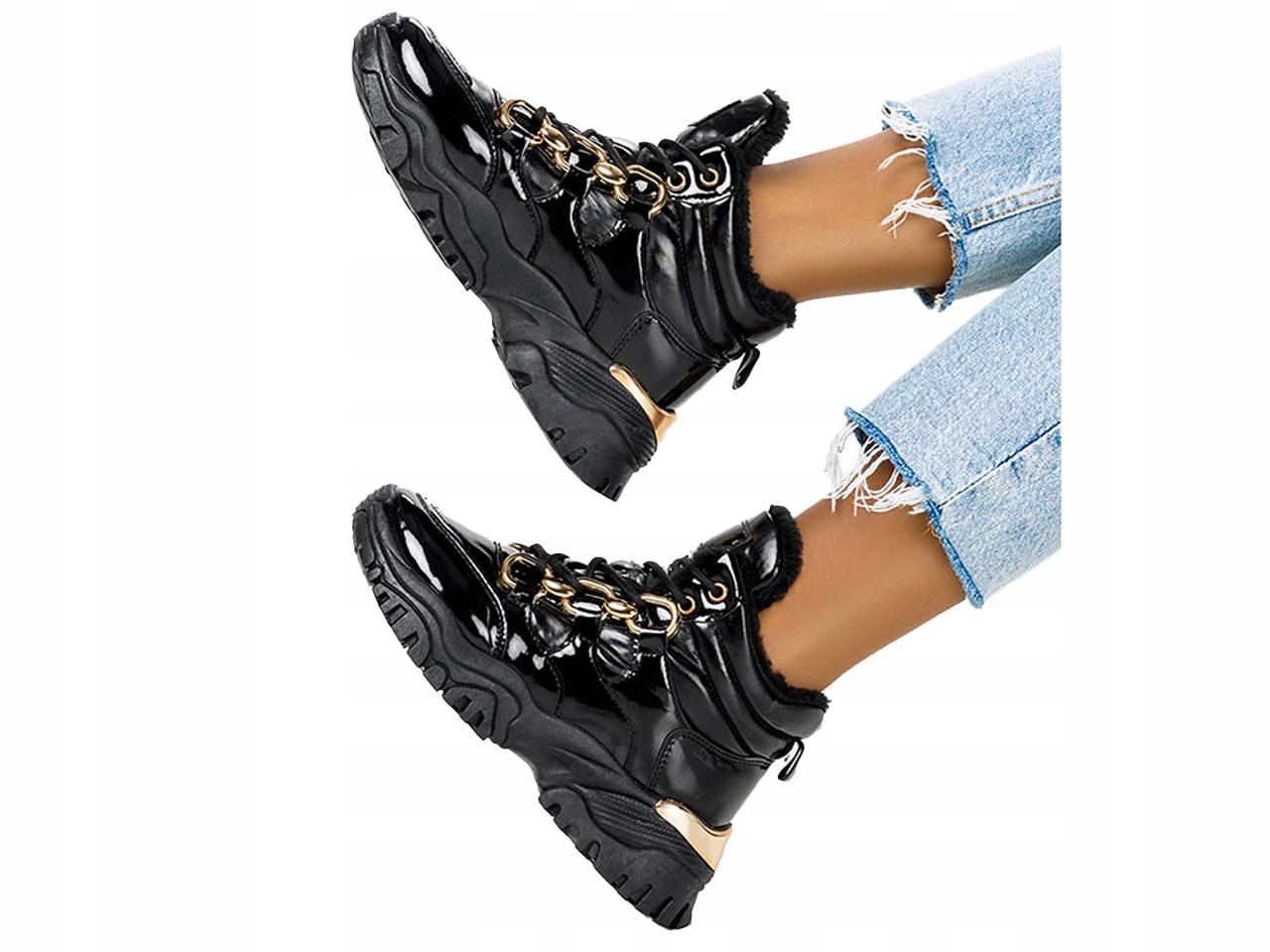 

Botki Sneakersy Z Futerkiem Na Platformie New r 39