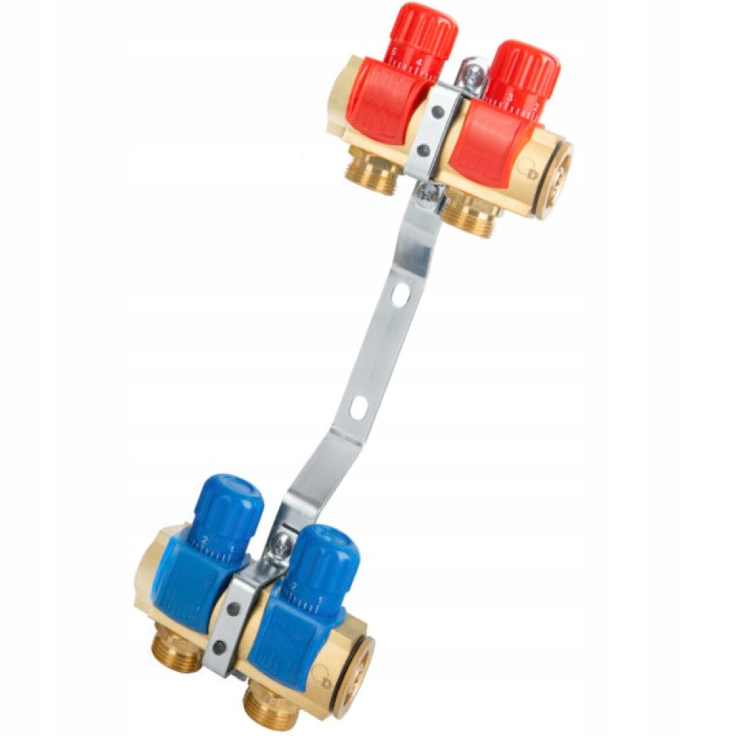 Mosazný Rozdělovač S Ventily Pro Vodu A Topení Radiátorů 2 Okruhy