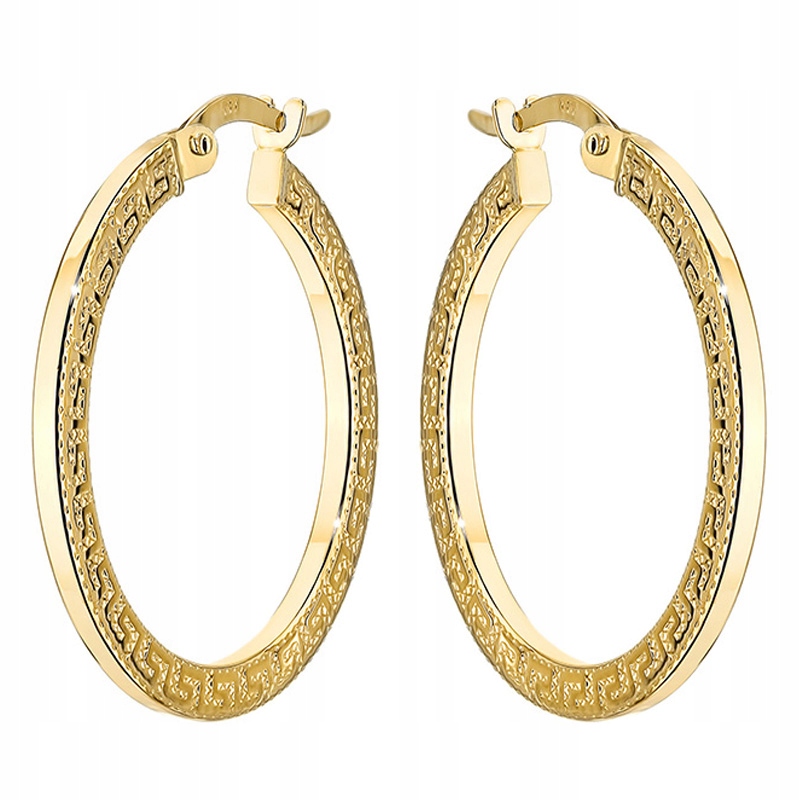 Kulaté Zlaté Náušnice pr. 585 Kolečka Kola 24mm 14k