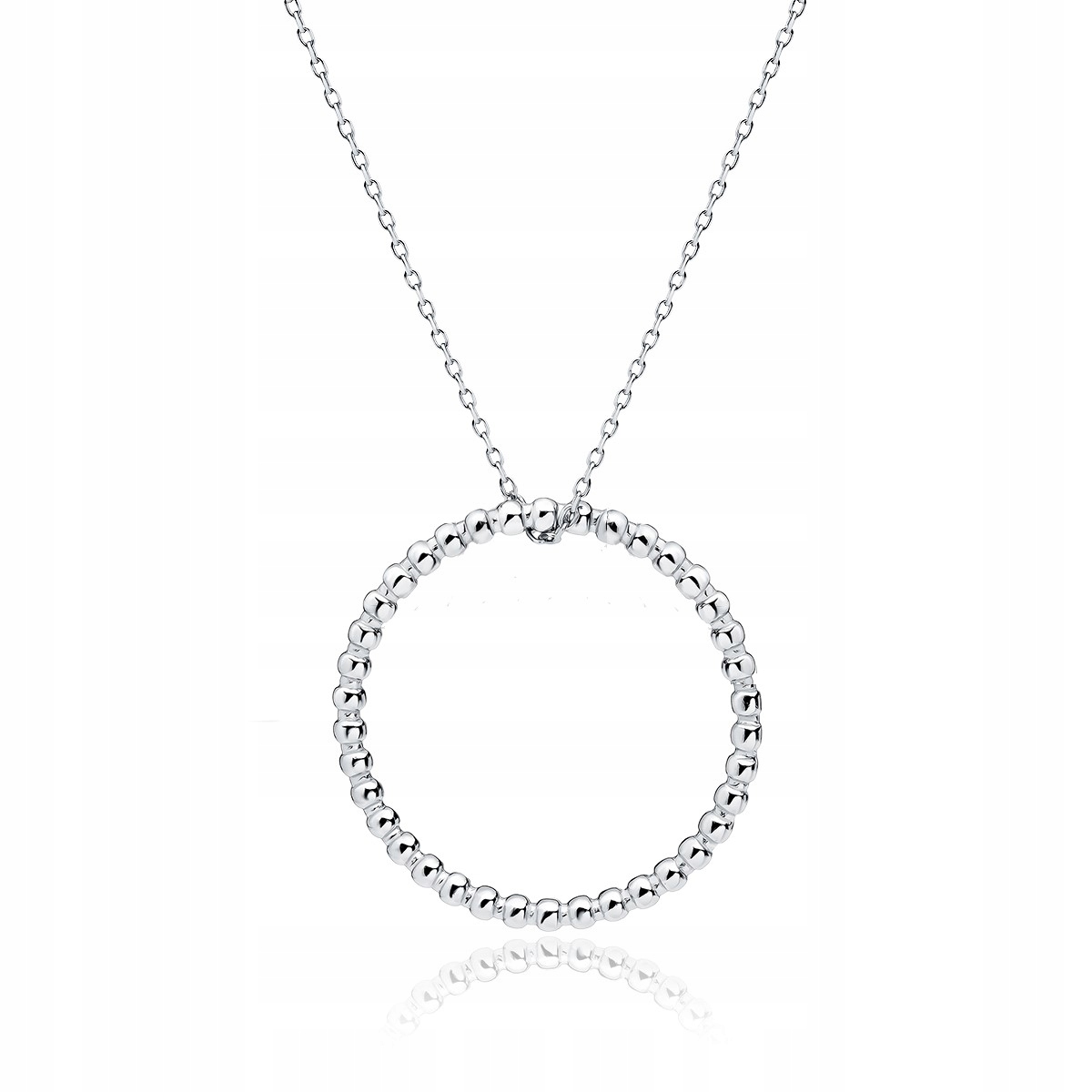Stříbrný Náhrdelník pr 925 Rhodiovaný přívěsek Kuličkové kolečko pro ženy Dárek