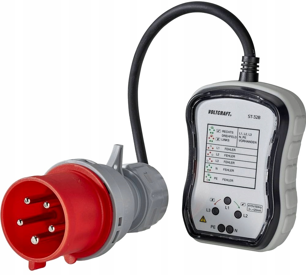 TESTER GNIAZD SIECIOWYCH TRÓJFAZOWYCH 3-FAZY 380V WTYCZKA CEE 32A VOLTCRAFT