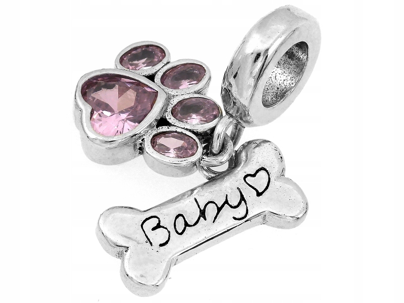 Stříbrný přívěsek 925 beads k náramky psí tlapka kost jako dárek