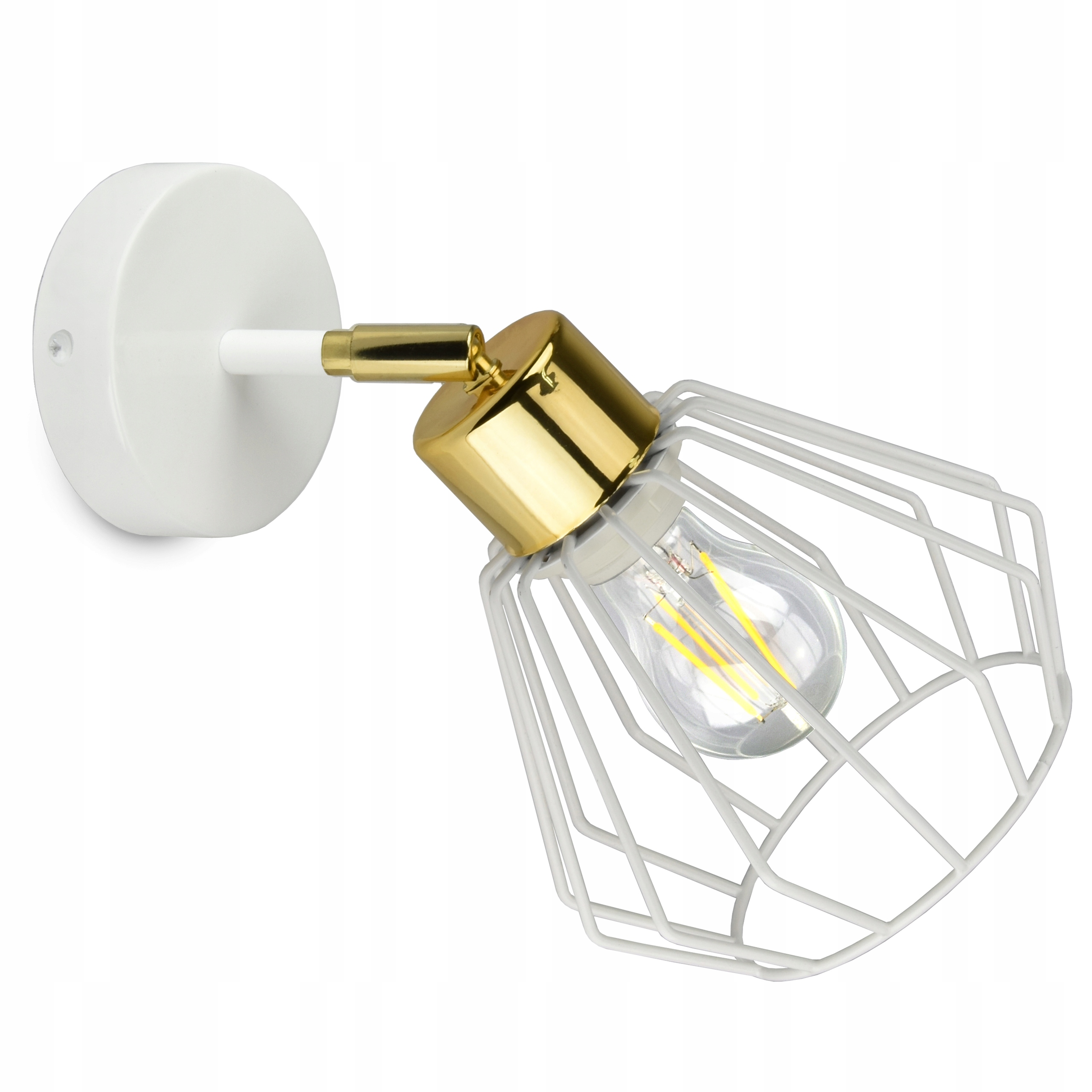 

Lampa Ścienna Kinkiet Loft Druciany Biały Złoty
