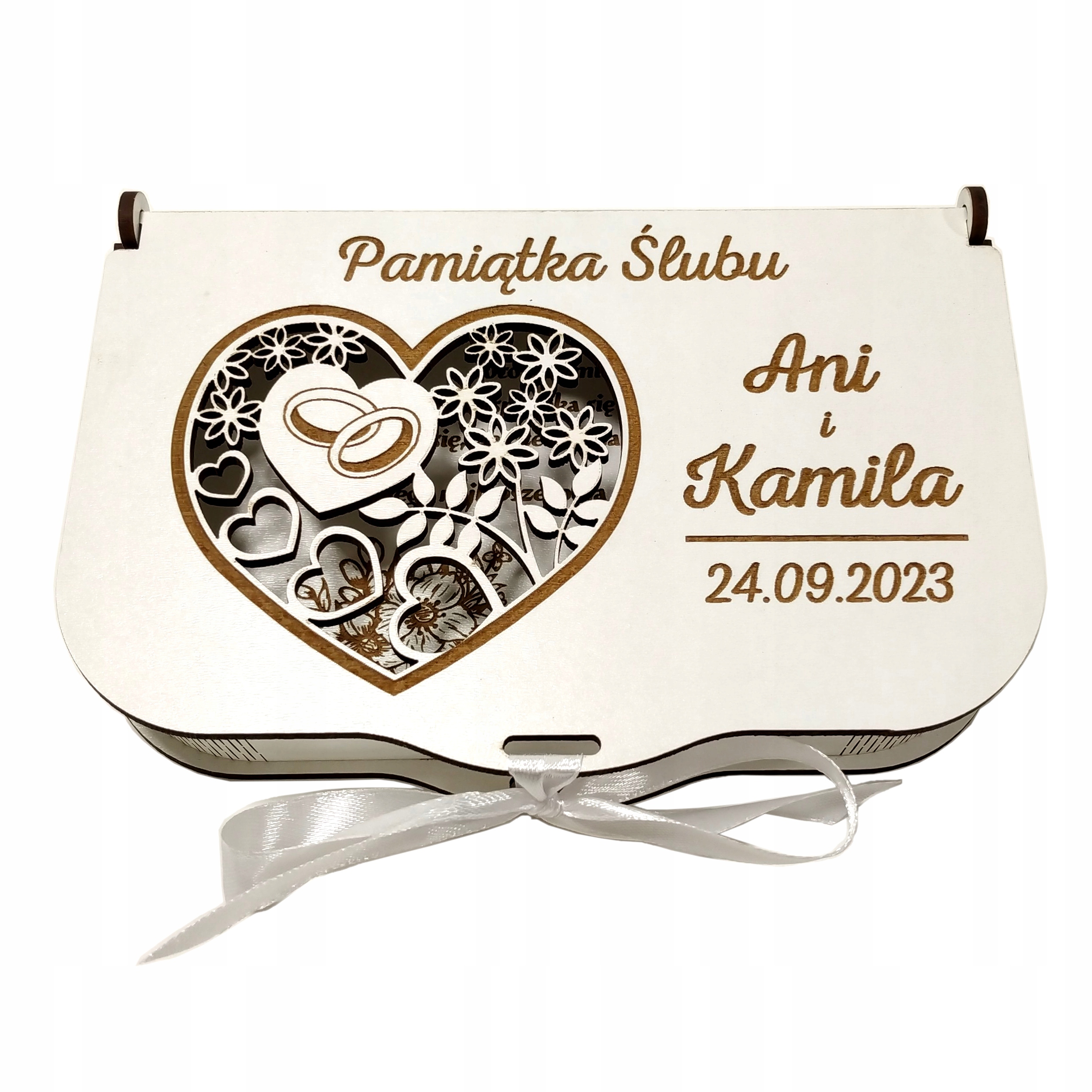 

Pamiątka Ślub ślubna pudełko na pieniądze grawer