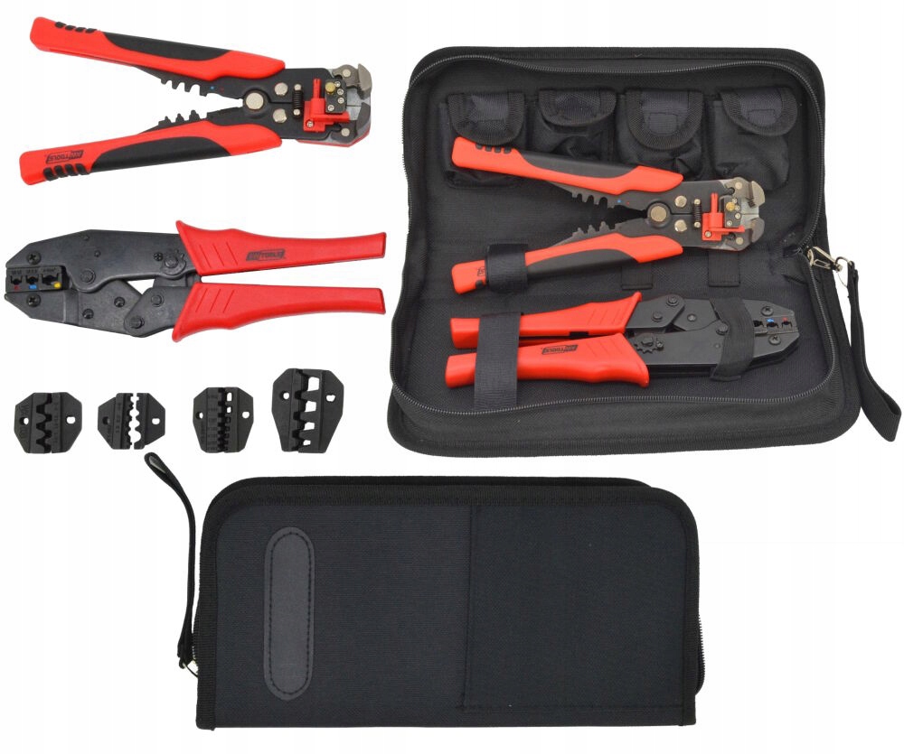 Sada pro lisovacího elektrikáře a automatický odizolační kleště v tašce