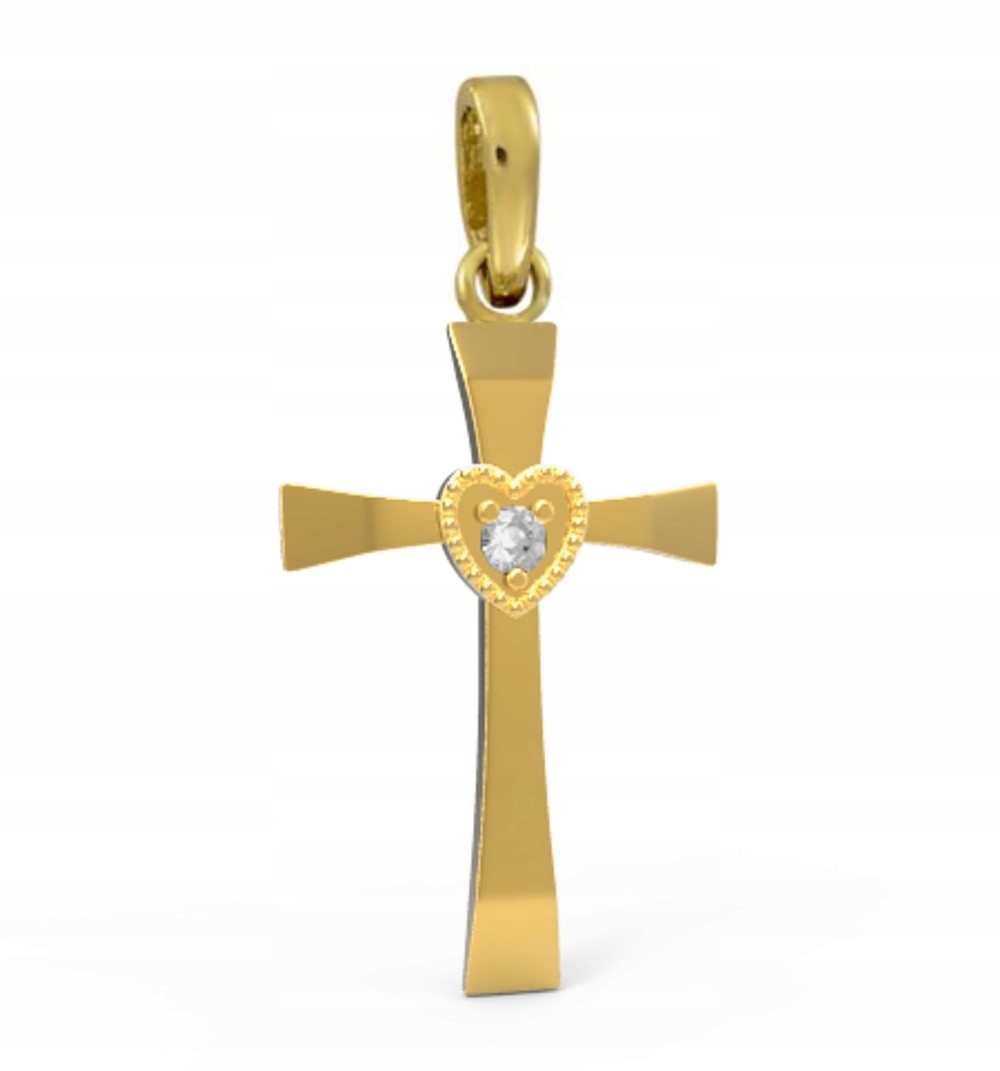Zlatý Ozdobný Křížek Se Zirkonem Pro Svatba Přijímání Svatby