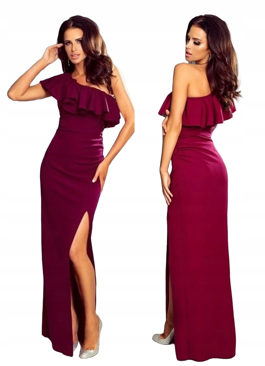 Maya Třešňová Dlouhá Šaty Na Jedno Rameno s rozparkem na svatební hostina Xs