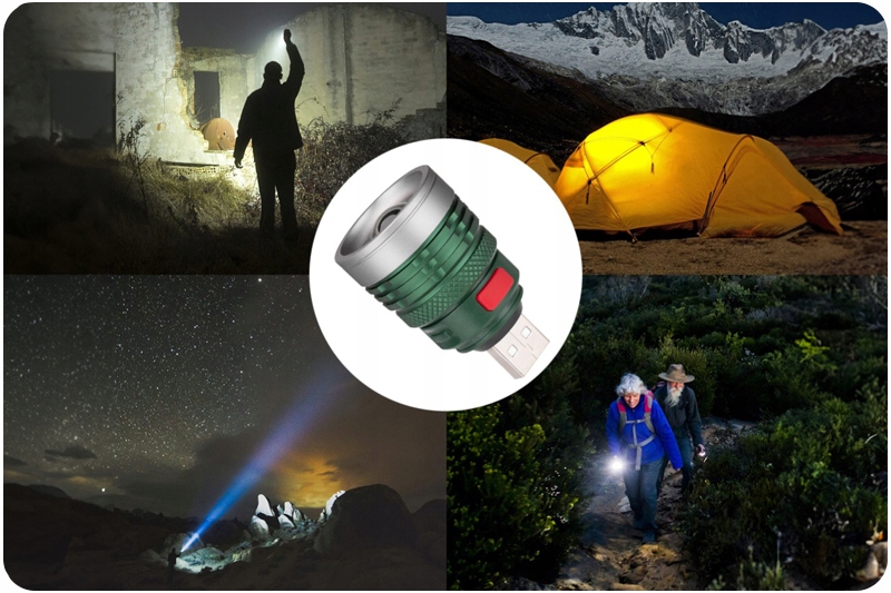 MAŁA MOCNA LATARKA LED USB TAKTYCZNA SURVIVAL ZOOM Rodzaj miniaturowa