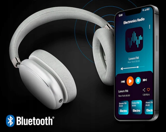 TANIE DOBRE SŁUCHAWKI BEZPRZEWODOWE NAUSZNE BLUETOOTH USB-C Z MIKROFONEM Model MD 43474