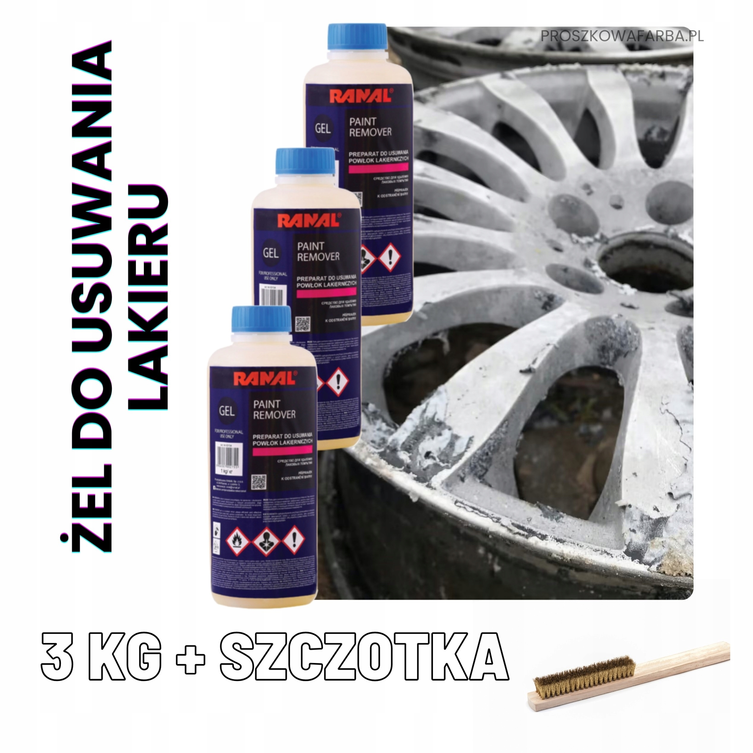 Účinný přípravek na odstraňování laku Remover Gel Ranal 3KG Kartáč