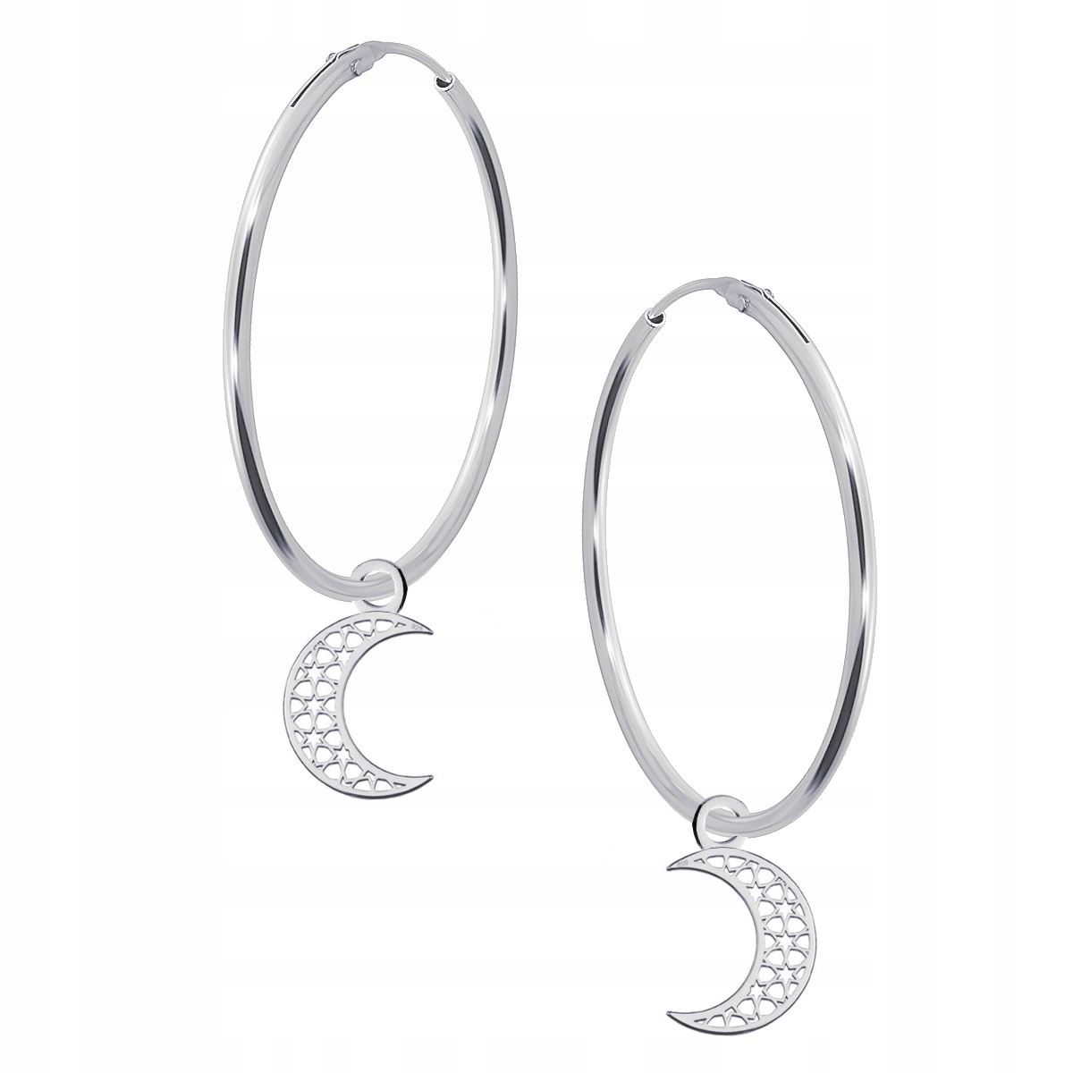 

Kolczyki Duże Koła Ażurowy Księżyc srebro 925