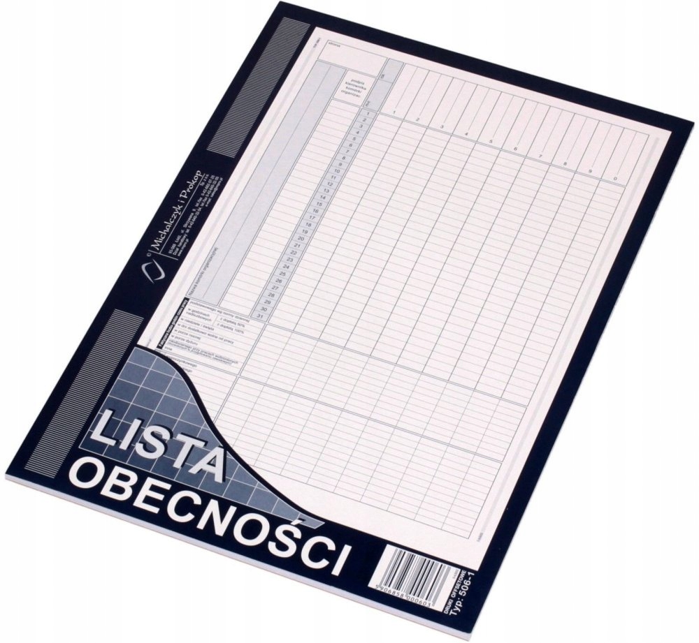 

Druk Lista obecności A4 offsetowy 40k