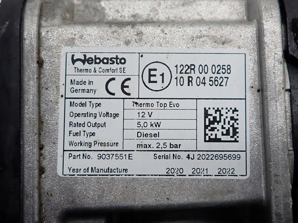 WEBASTO OGRZEWANIE POSTOJOWE CRAFTER II 2.0TDI 21R Typ samochodu Samochody dostawcze Samochody osobowe