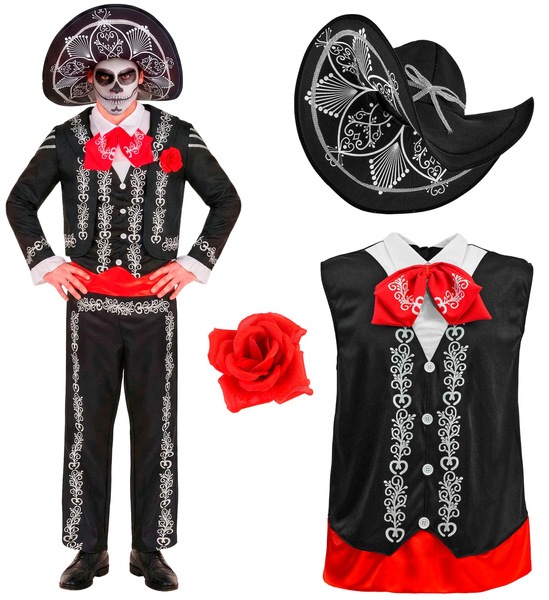 Kostým Mariachi Dia De Los Muertos Den Mrtvých Mexiko Halloween XL