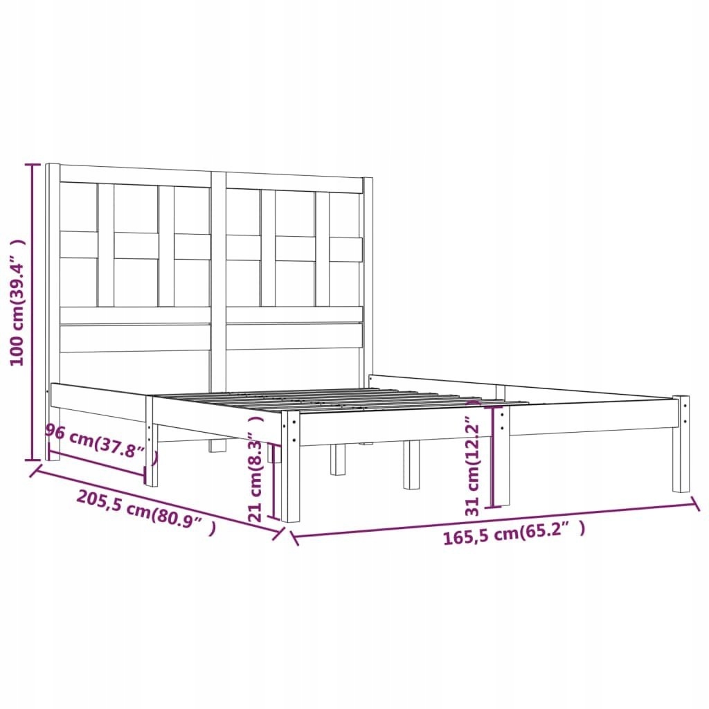 Lumarko Rama łóżka, czarna, lite drewno sosnowe, 1 EAN (GTIN) 8720287032427