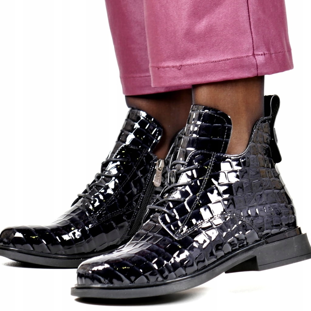 Černé Dámské Kotníkové Boty Z Lakované Kůže Elegantní Šupiny Filippo Top 37
