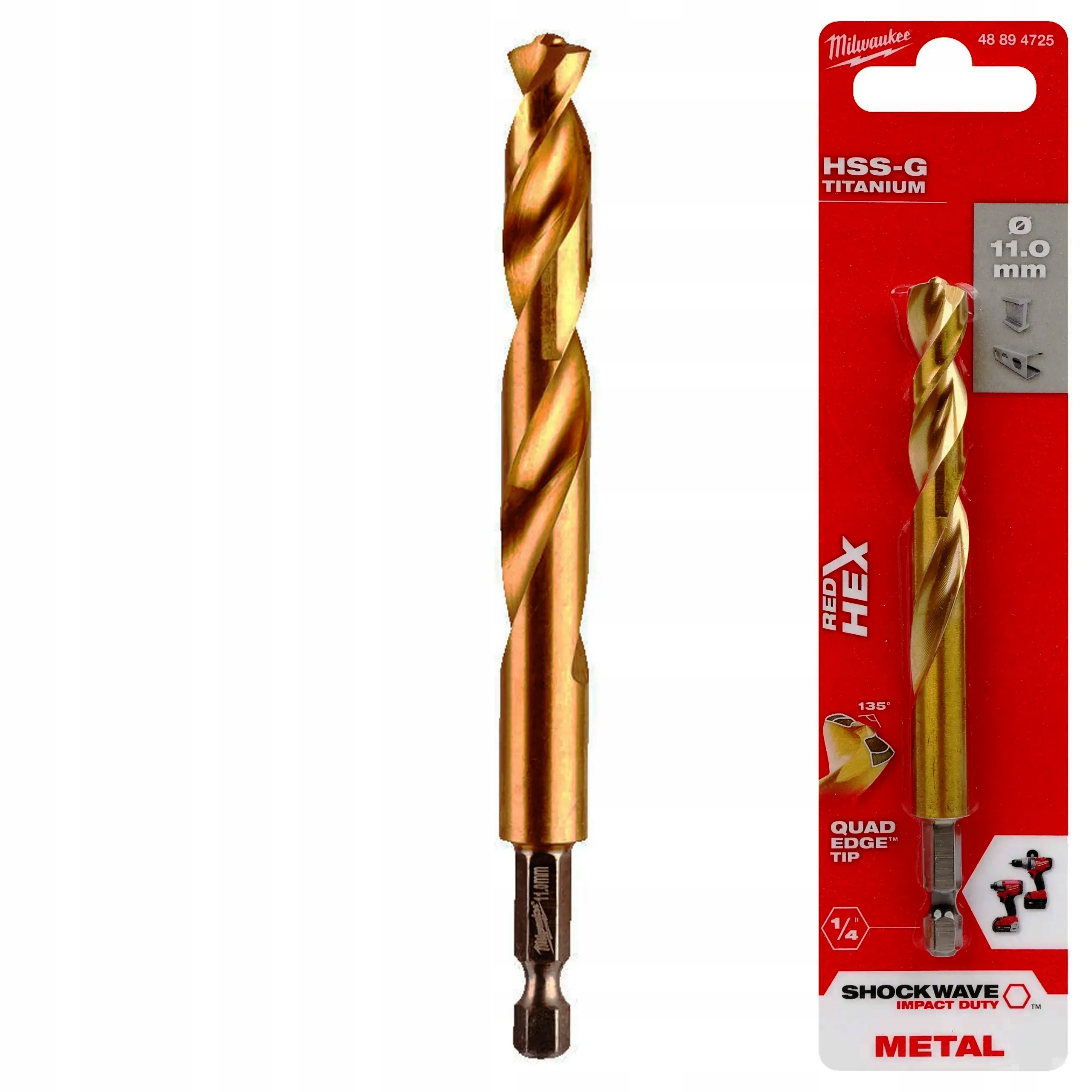 Vrták do kovu titanový Hex 10.5 mm 1 ks Milwaukee Hss-g Tin