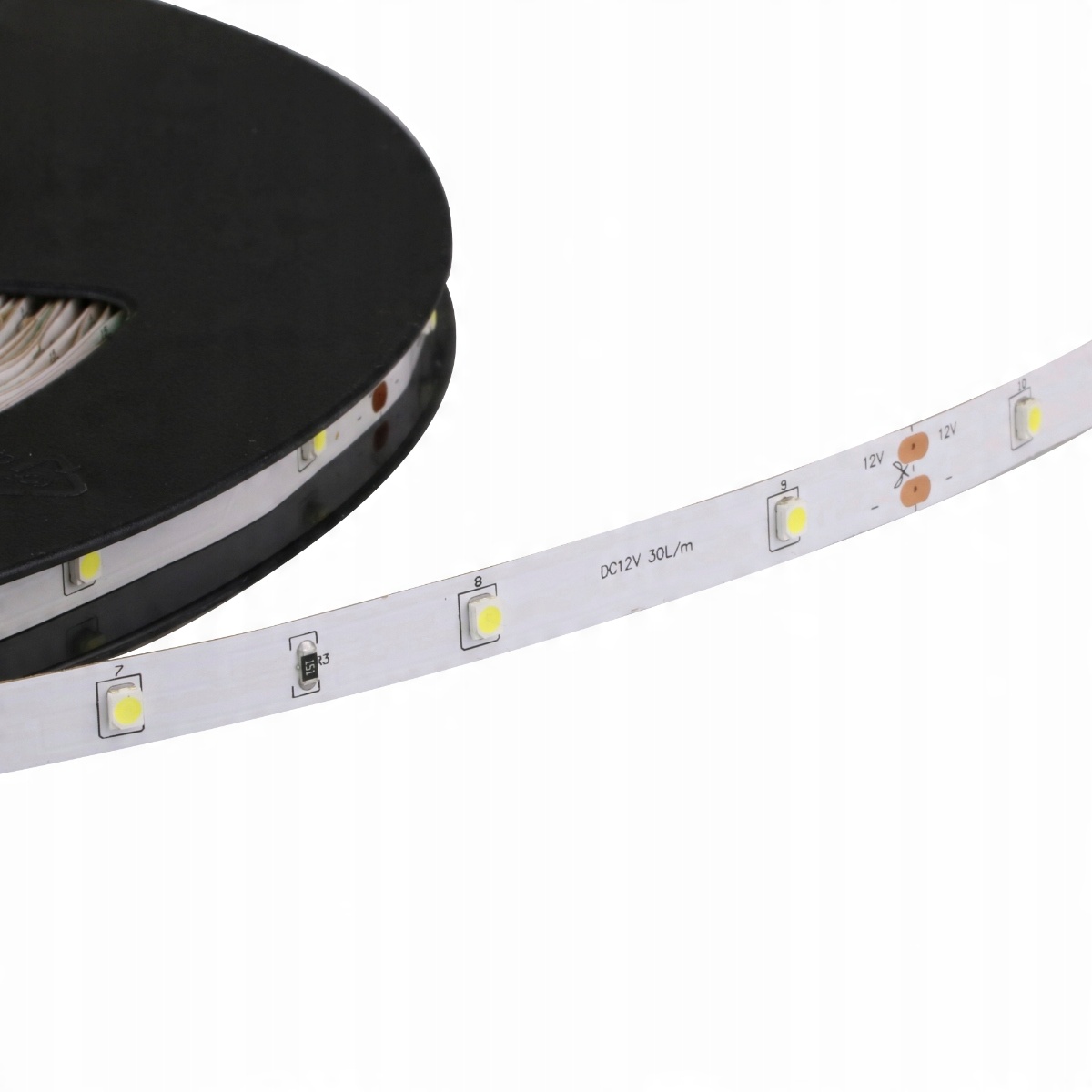 

Taśma 30LED 12V/DC 3528 IP20 3000K 2,4W/M /1 Metr