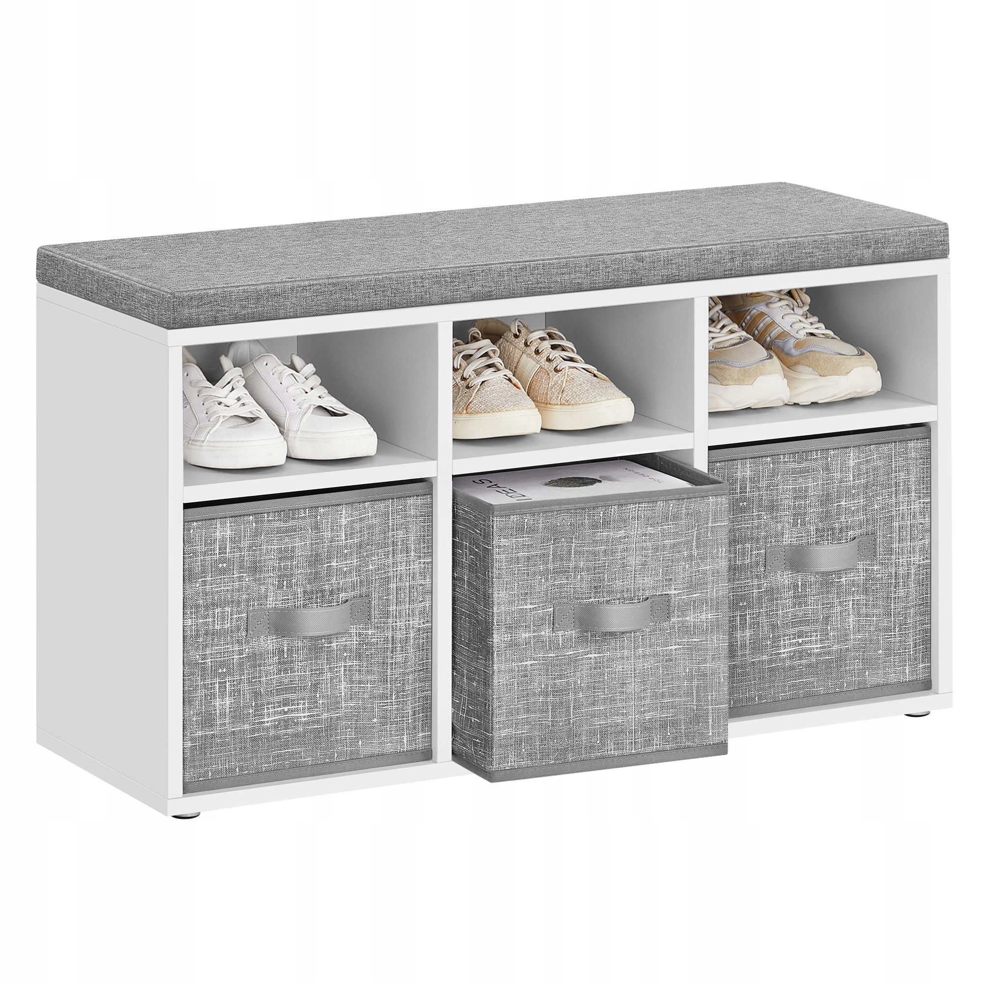 Skrinka na topánky s sedadlom Songmics 87 x 48 x 30,3 cm biela