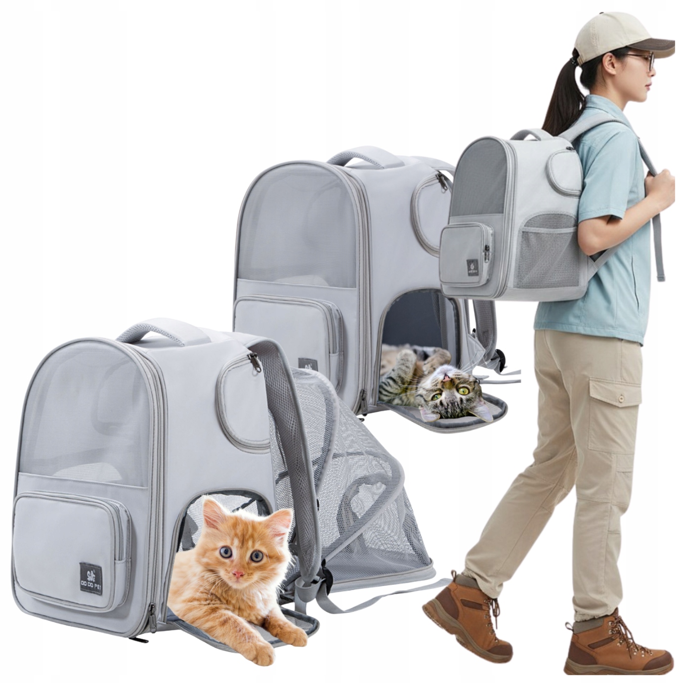 Levně Přepravka pro kočky Batoh Taška pro psy Zvířata Rozkládací Ventilovaná Velká