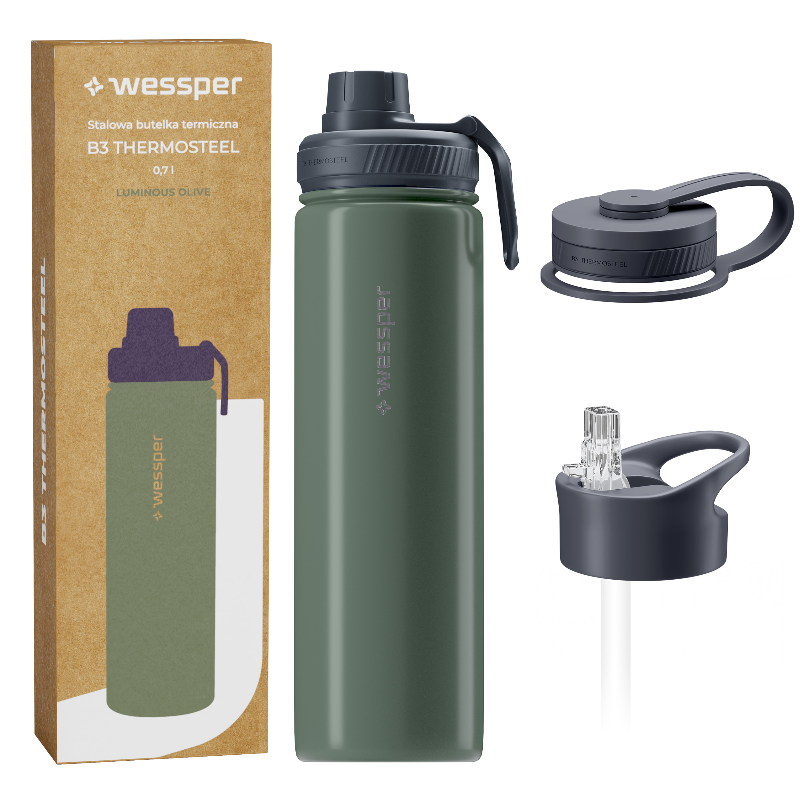 Termos stalowy butelka termiczna do napojów Wessper B3 Thermosteel 700 ml