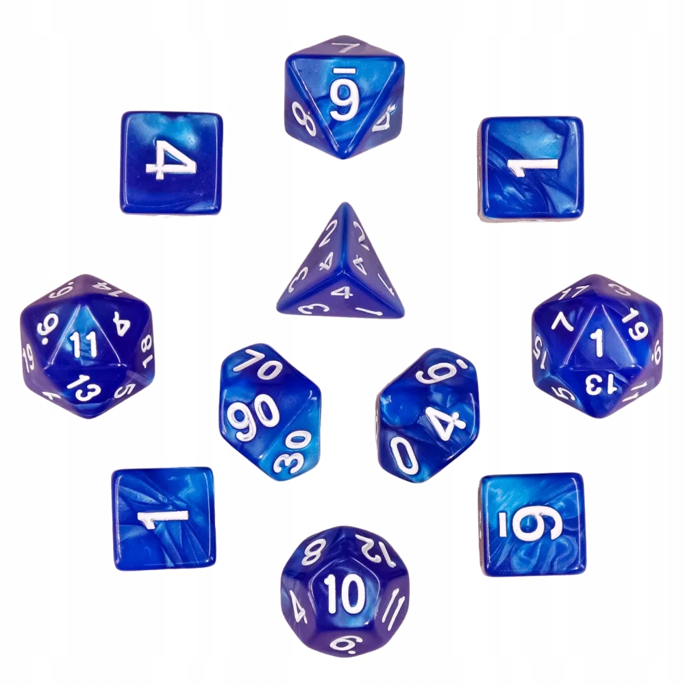 VALHALLA ZESTAW 11 PERŁOWYCH KOŚCI KOSTEK RPG