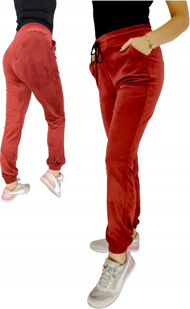 

Spodnie welurowe Bordowy kieszenie Welur 3XL/4XL