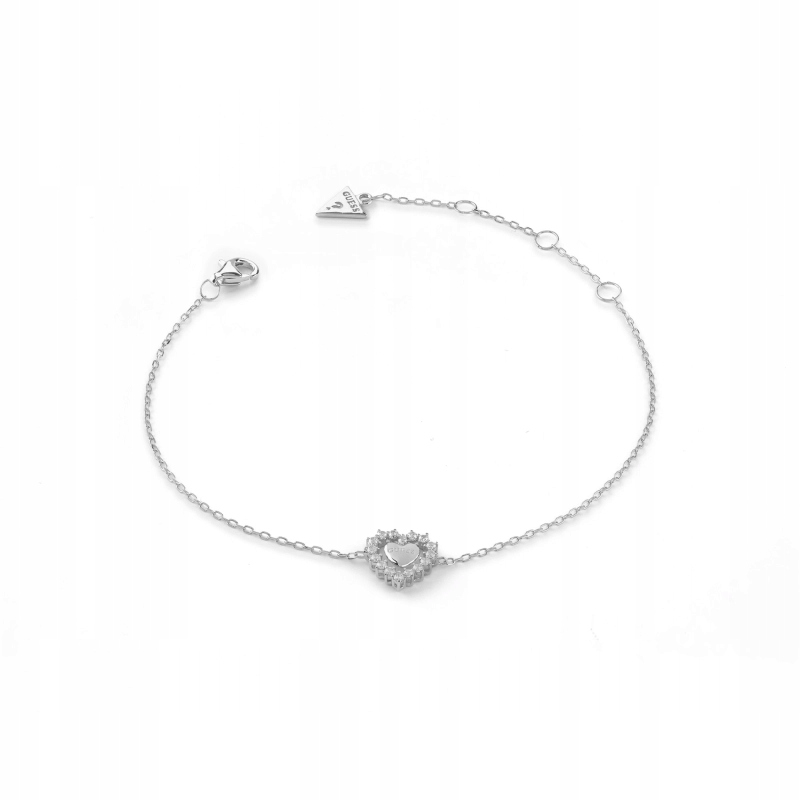 Stříbrný náramek Guess Jardin Srdce zirkony, nastavitelný, velikost L