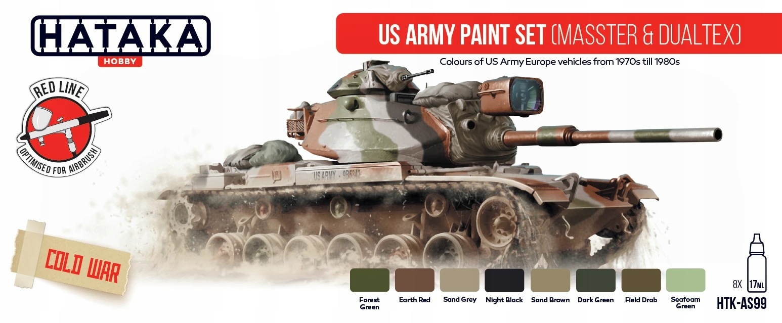 Hataka AS99 Sada barev Us Army Masster & Dualtex 8x17 ml