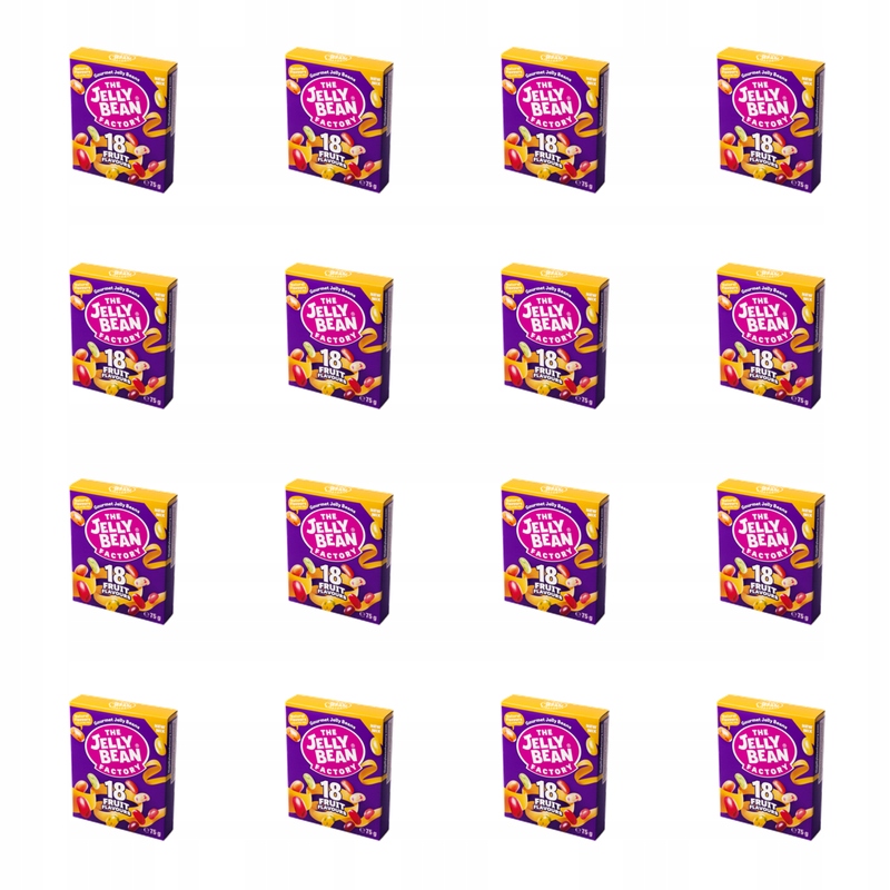 Žvýkací bonbóny The Jelly Bean Factory, 18 příchutí, ovocné, 75 g, krabička X16