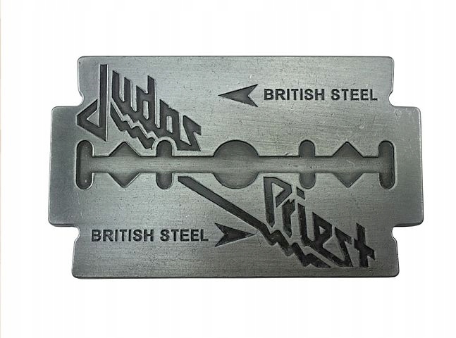 Judas Priest British Steel rock metal klamra muzyka heavy stare srebro