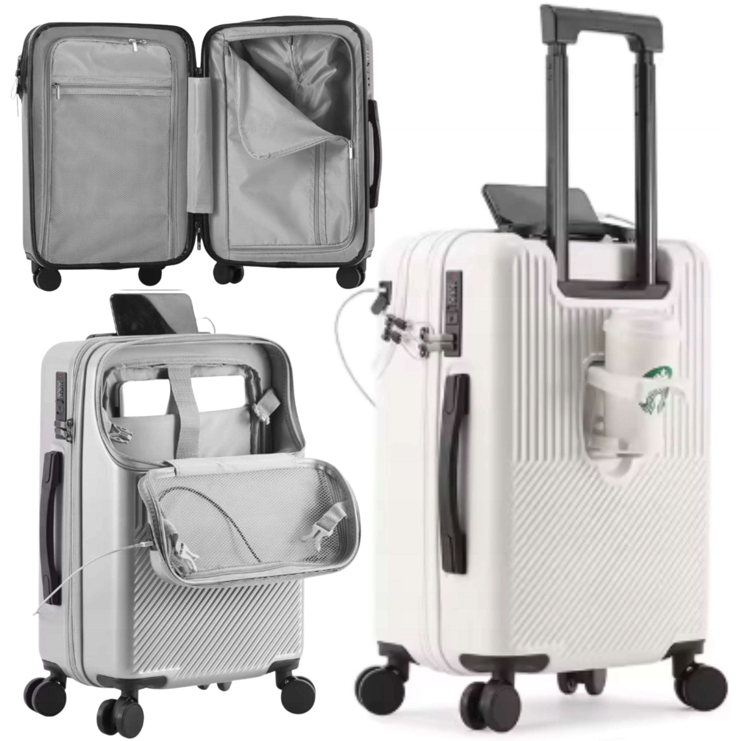 Cestovní kufr Malý Šikovný Na Kolečkách Tvrdý Se Zámkem Béžový 65x42x27