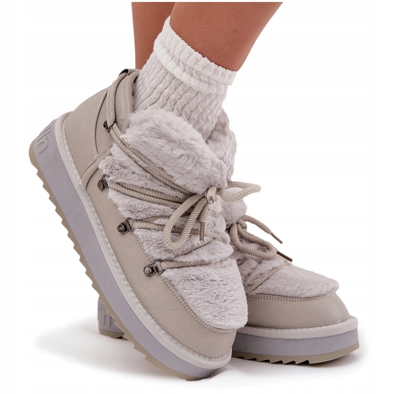 Nízké Sněhule S Kožešinou Šněrovací D.franklin DFSH370011 Šedé 41