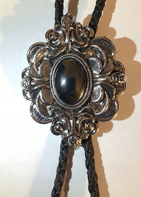 Bolo kravata western hematit pletenina přírodní kůže bolo tie