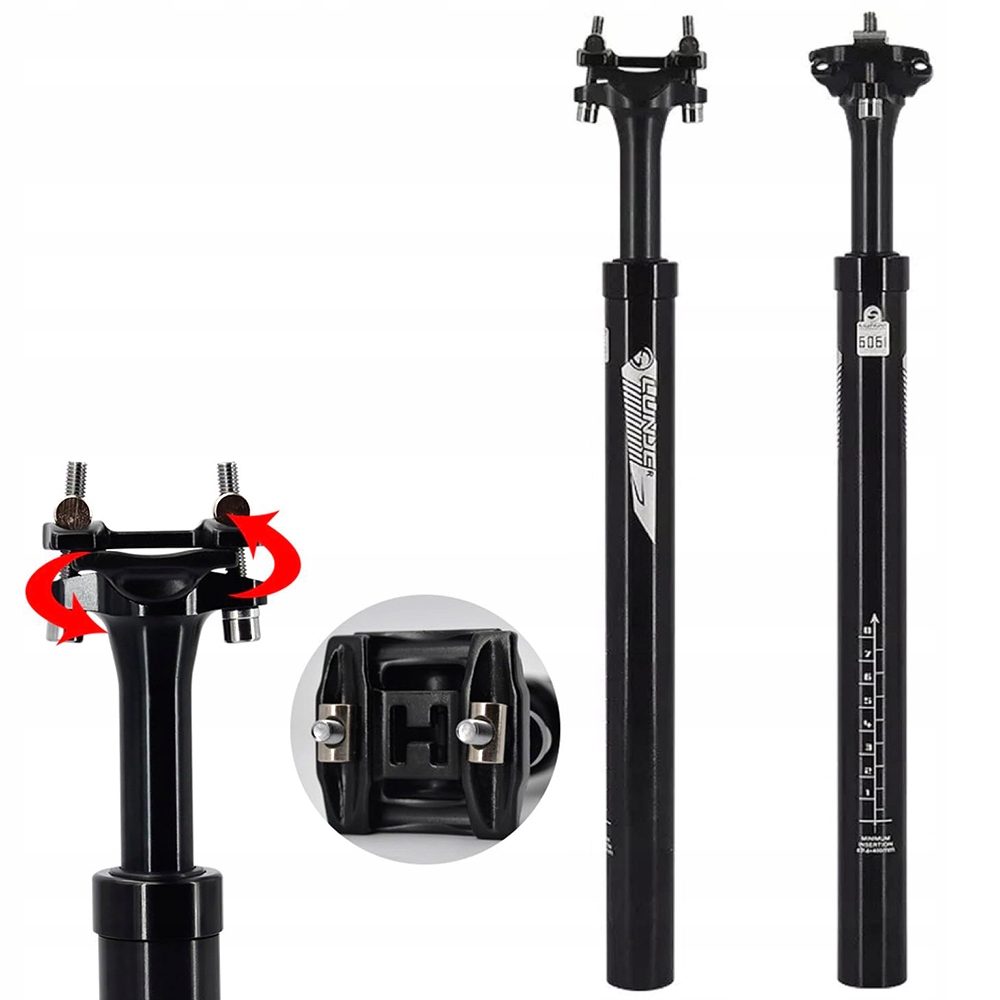 Wspornik Siodła Amortyzowany Sztyca Aluminium Czarny 31.6mm/400mm