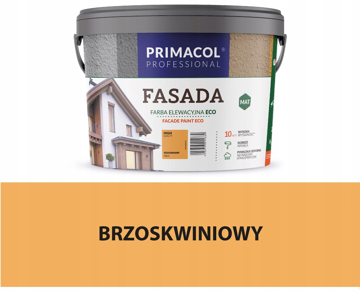 Primacol Fasada Eco Farba Elewacyjna Fasadowa 9L Brzoskwiniowy Mat
