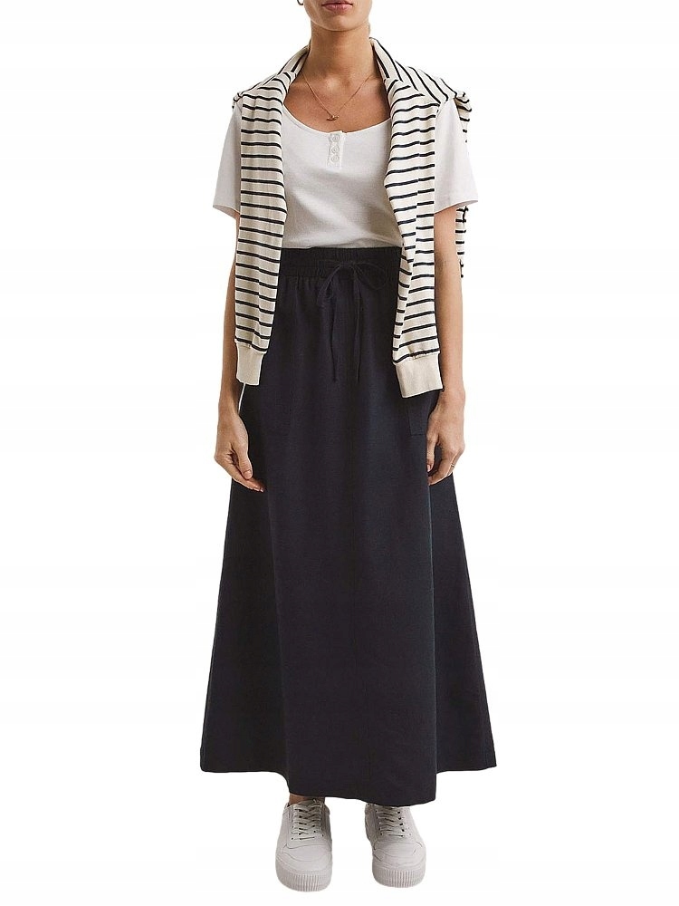 Plus Size Jd Williams Tmavě Modrá Sukně Maxi S Lnem JD20 46