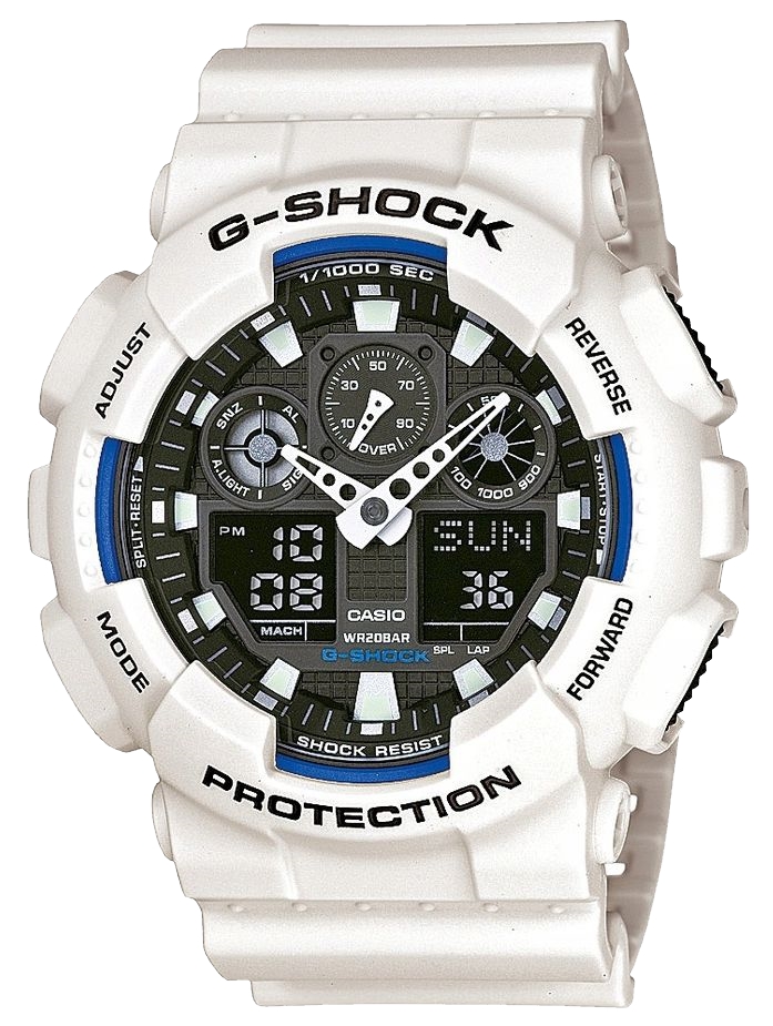 Dárek k přijímání Bílé hodinky pro chlapce Casio G-Shock GA-100B Gravírování