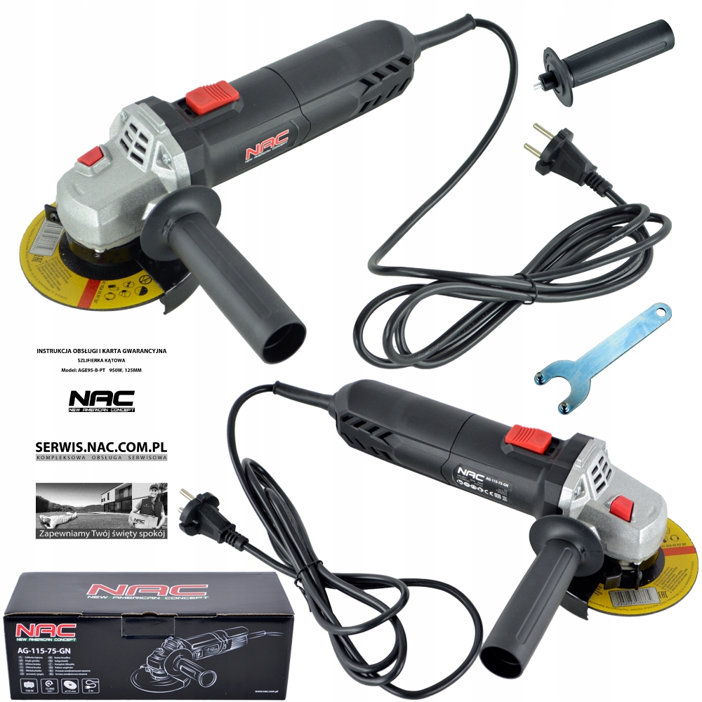 Szlifierka Kątowa Nac Moc 750 W Tarcza 115 MM Obudowa W Wersji Slim Lekka