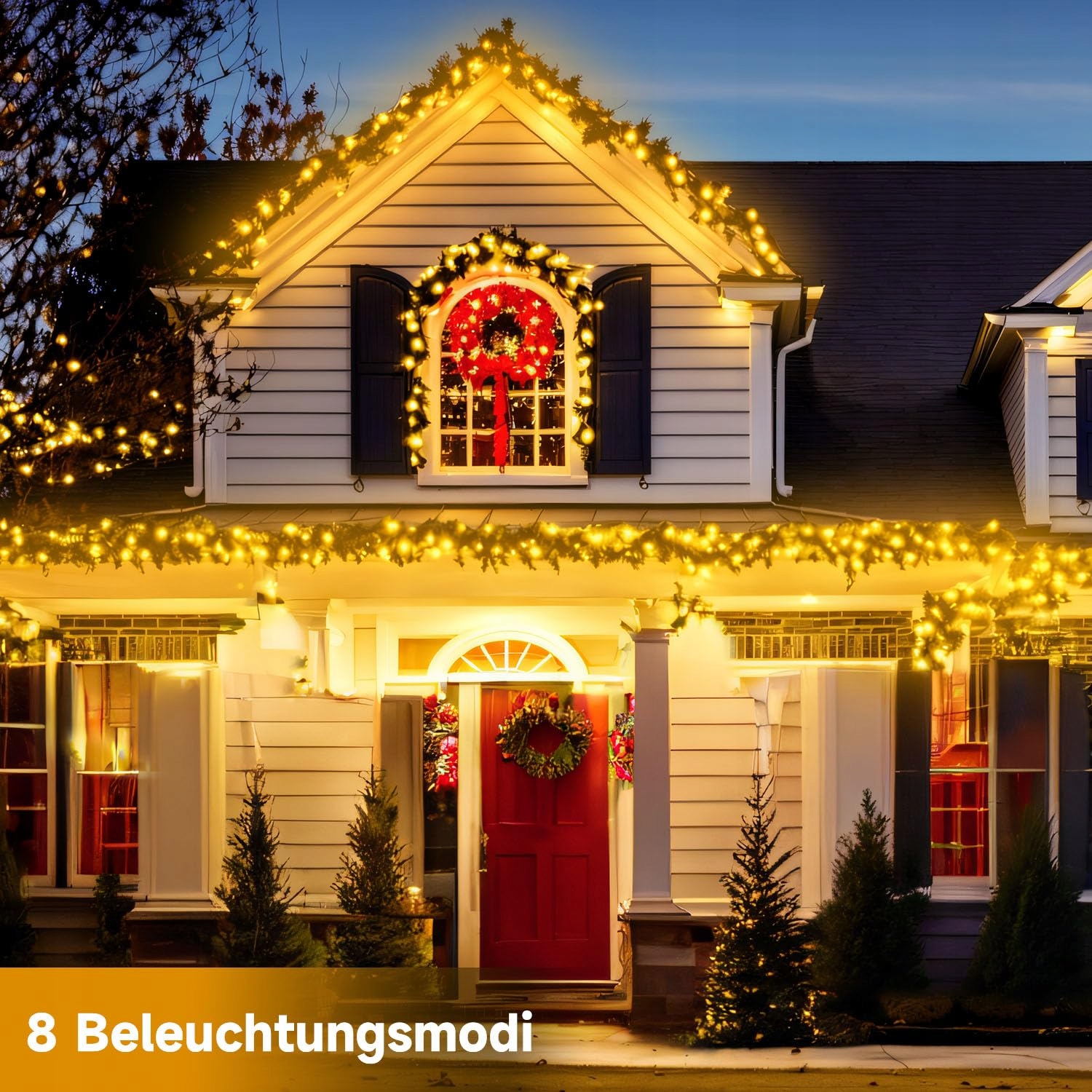 Solarna Girlanda Zewnętrzna Ciepły Żółty 2x20M 400 LED 8 Trybów ELECTIGHT — miniatura 2