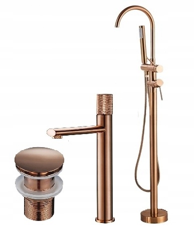 Stojanková vaňová batéria Medená Merida Mat Umyvalková Premium sada