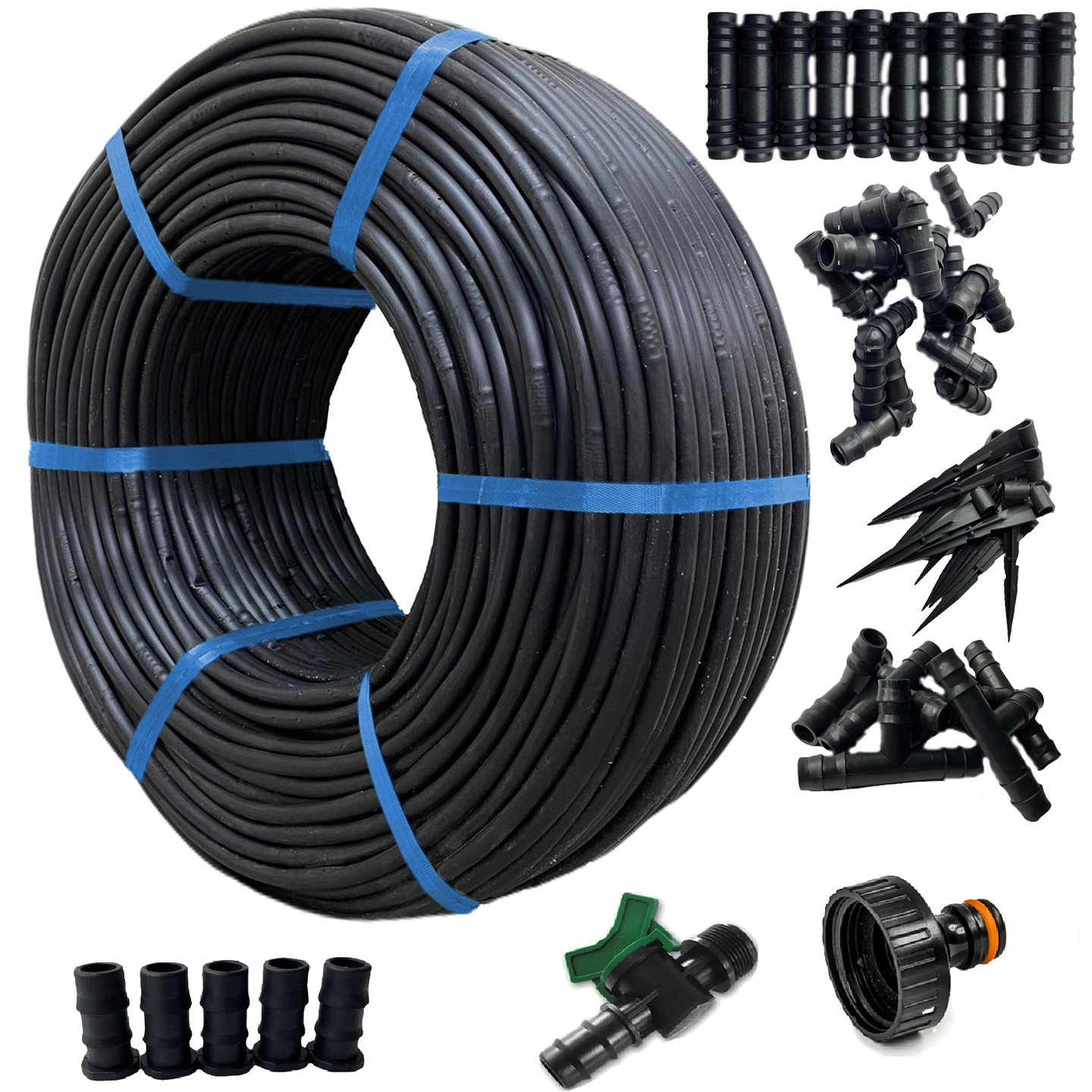 Nawadnianie Kropelkowe Podlewanie Wąż Kroplujący Ogrodowy 100m 92 el.