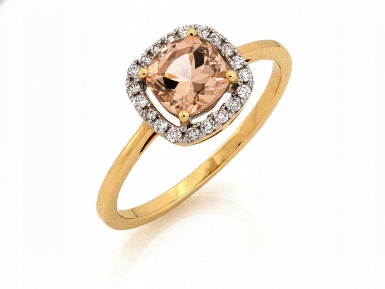 Prstýnek ze zlata 585 s morganitem a brilianty 0,141 ct r15 jako dárek